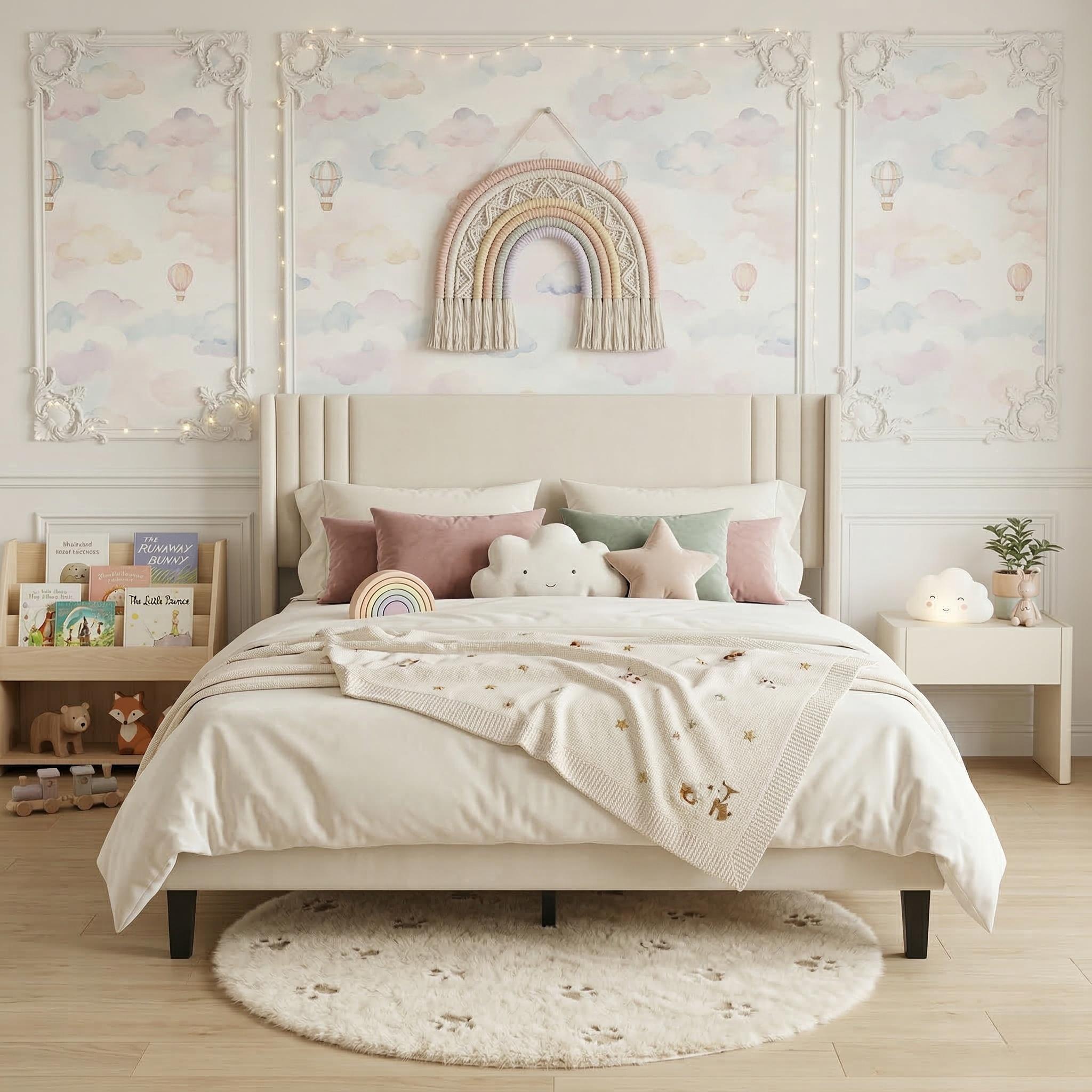 Lit Adulte Double 140x200 Cm En Tissu Lin