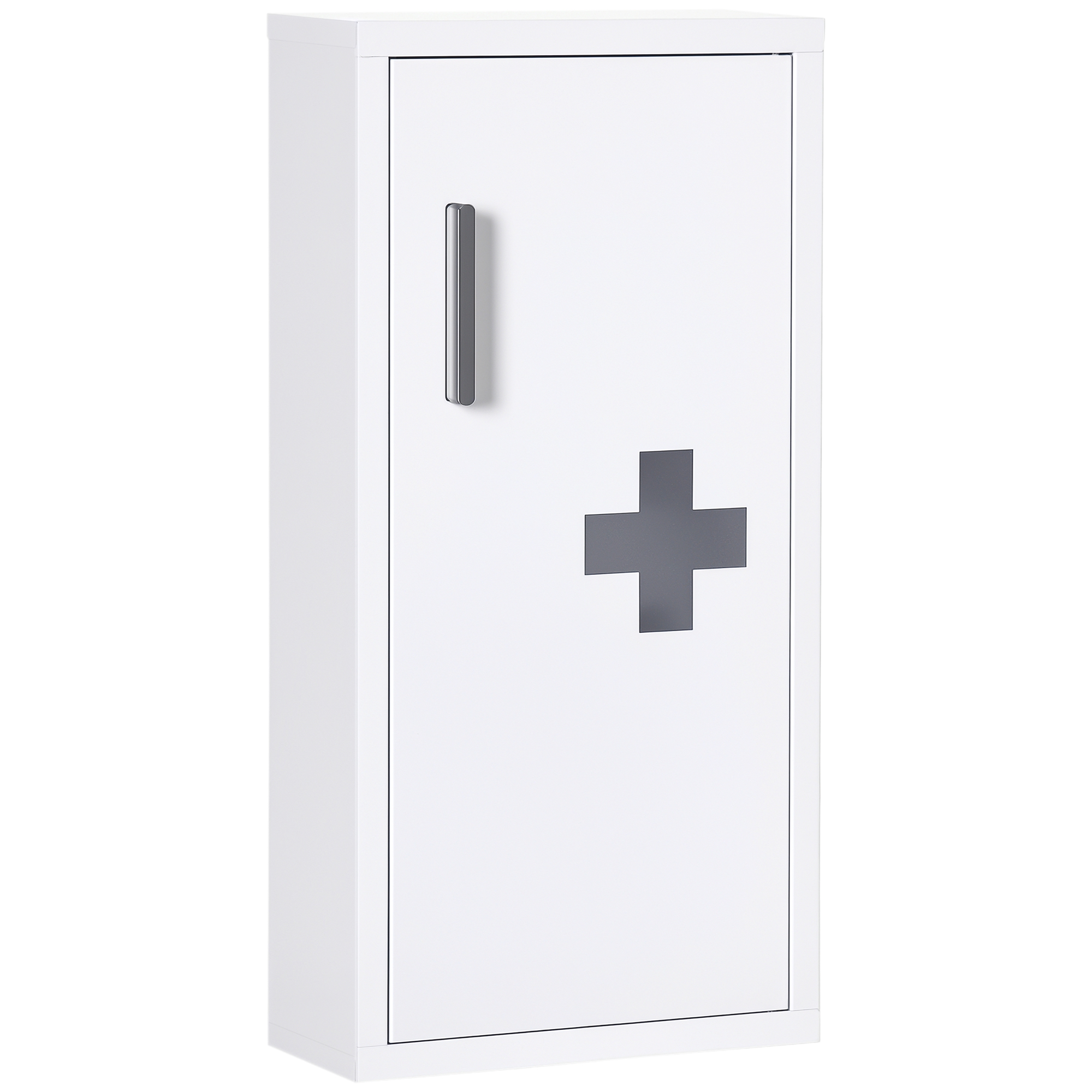Medizinschrank, Erste Hilfe Schrank, Apothekerschrank Mit 3 Innenfächern, Arzneischrank Mit Magnetverschluss, Medikamentenschrank Mit Griff, Stahl, Weiß, 30 X 12 X 60 Cm - Kleankin