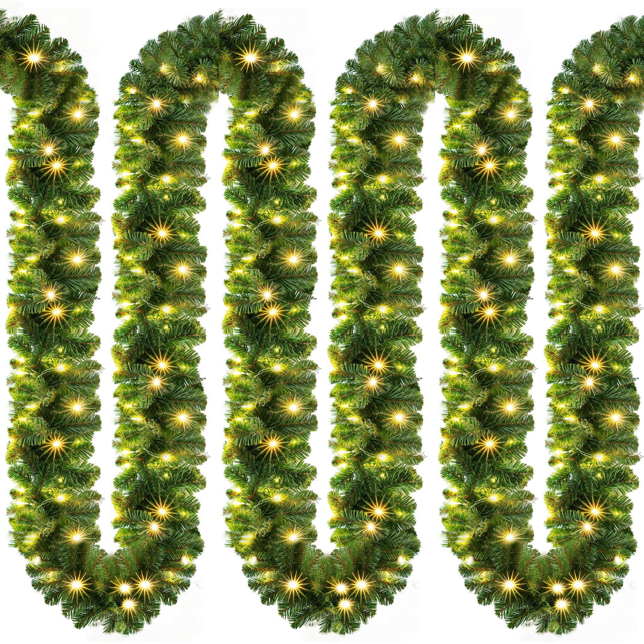 Weihnachtsgirlande Led Beleuchtet Innen & Außen Ip44 Weihnachten Deko Weihnachtsdeko Girlande Tannengirlande Kunstgirlande 10m 200 Leds - Casaria