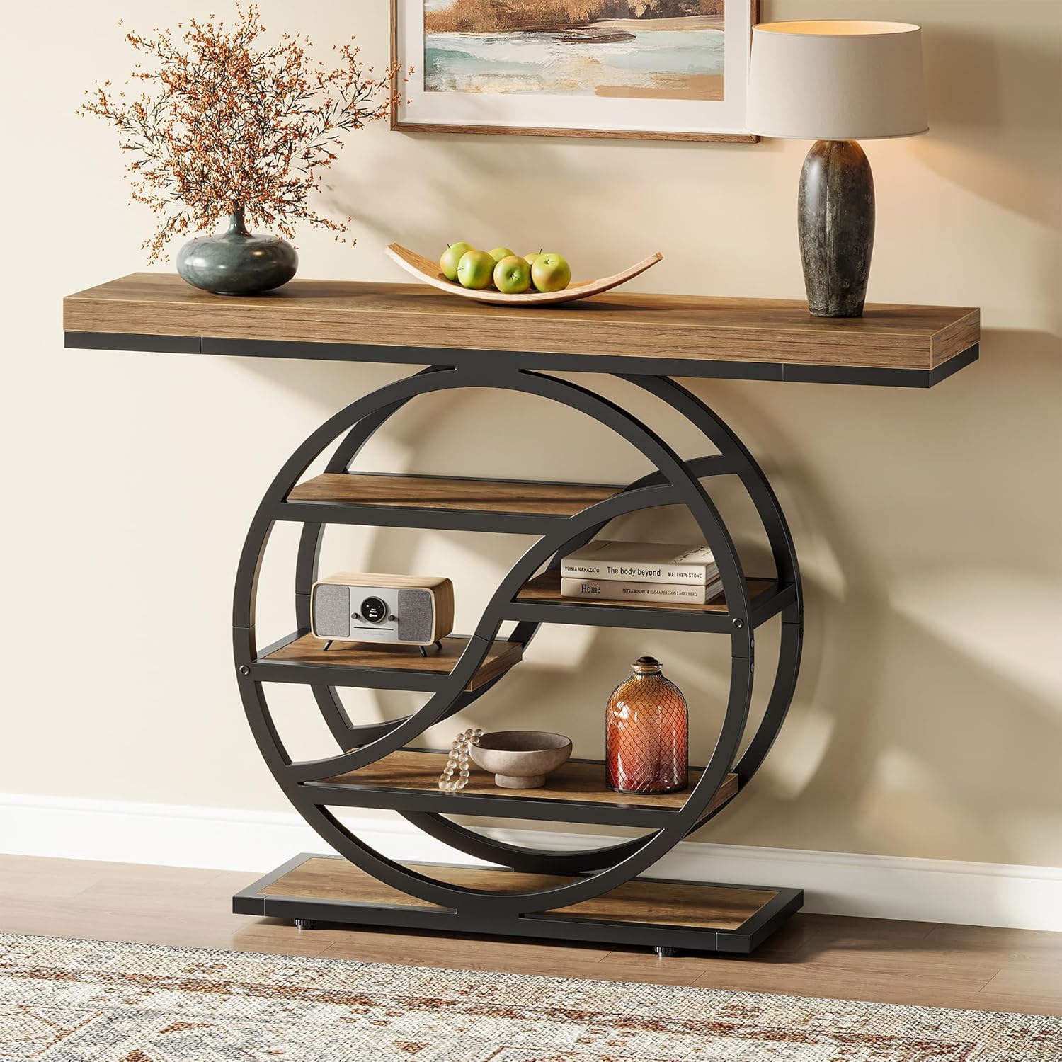 Tribesigns - Table Console Industrielle À 5 Étages De 120 Cm Avec Socle