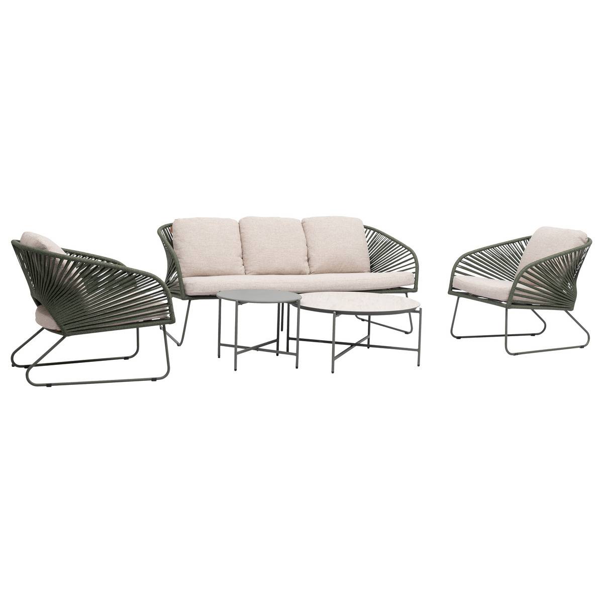 Hesperide Conjunto de Muebles de Jardín Belano 5 Plazas - Verde Laurel