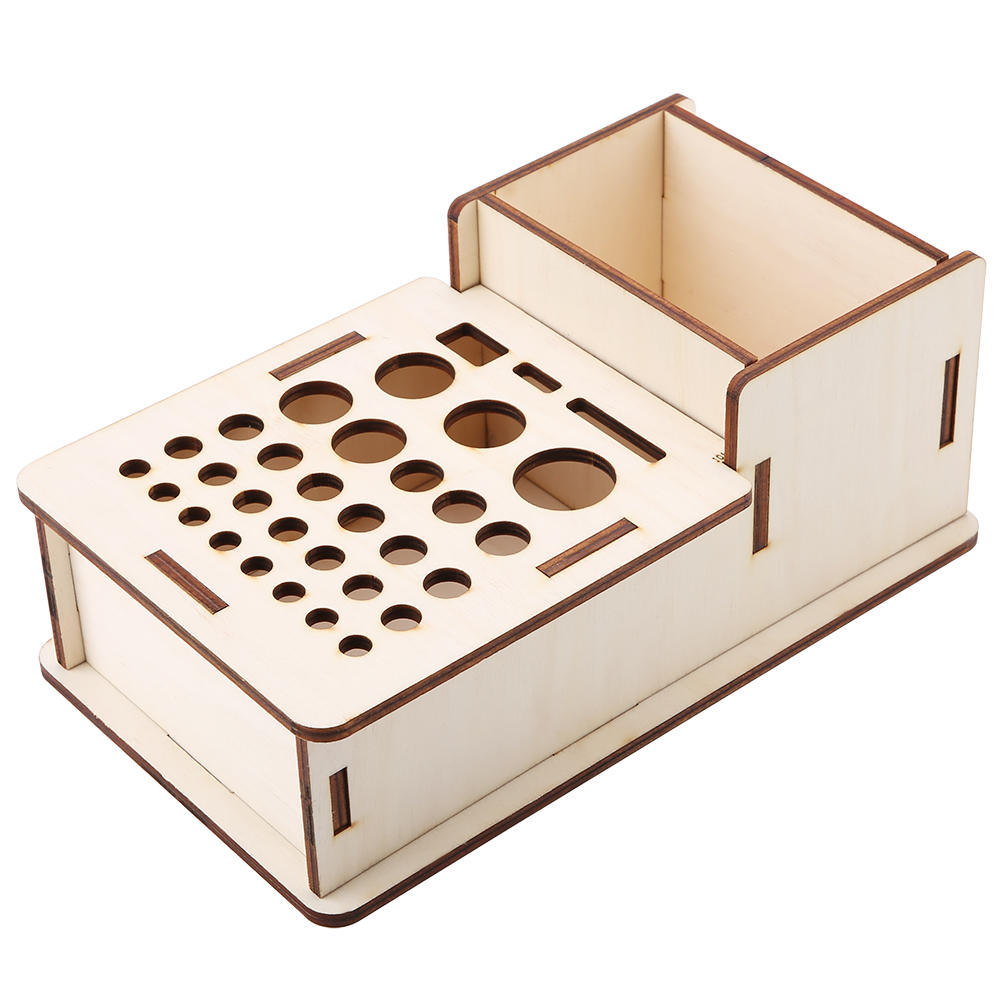 Support à outils en bois de tilleul multi-trous avec fentes et trous, pour maroquinerie et modélisme, 24 x 14 x 9,6 cm