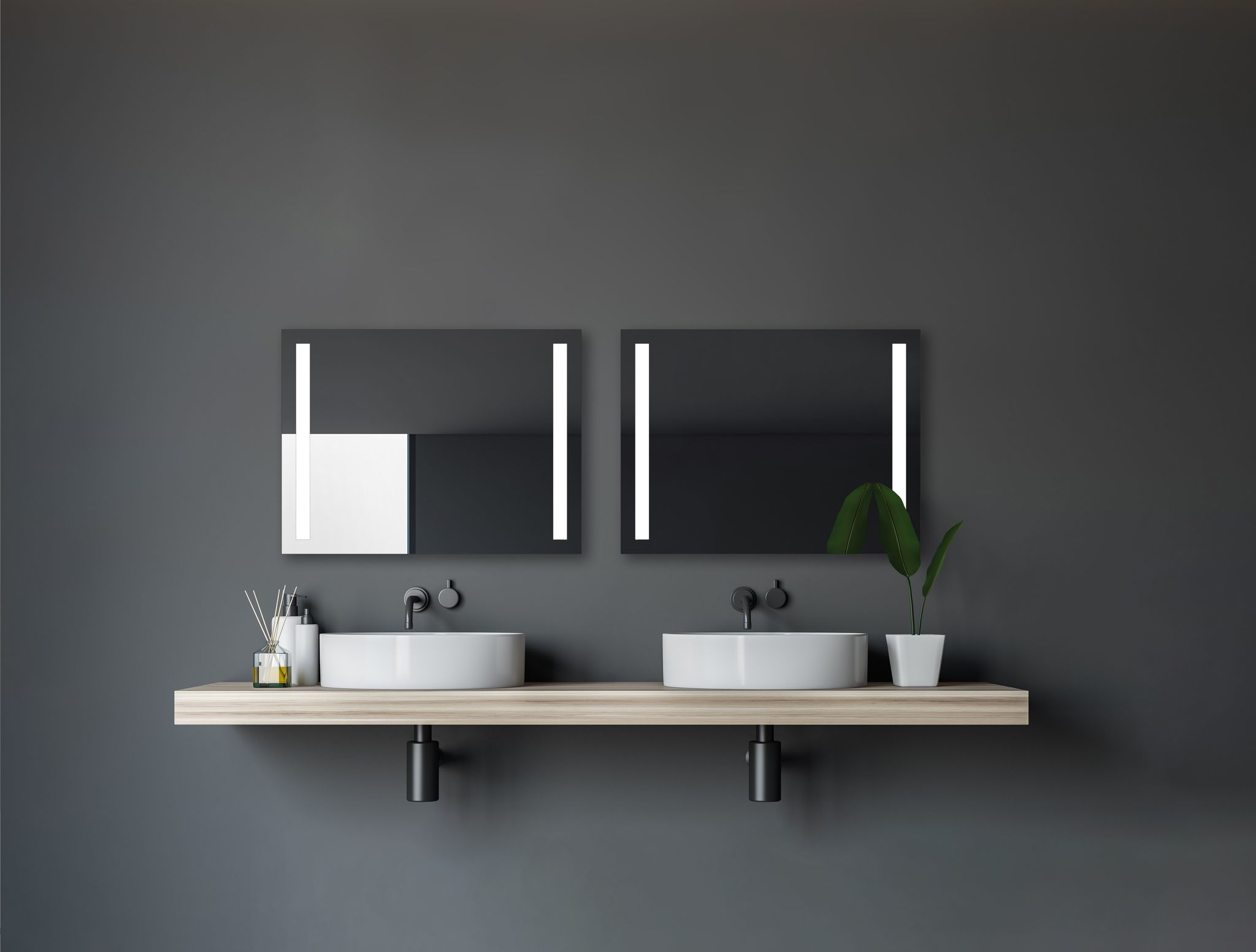 Badspiegel Mit Beleuchtung Talos Light - Badezimmerspiegel 80 X 60 Cm - Mit Hinterleuchteten Lichtausschnitten - Lichtfarbe Neutralweiß