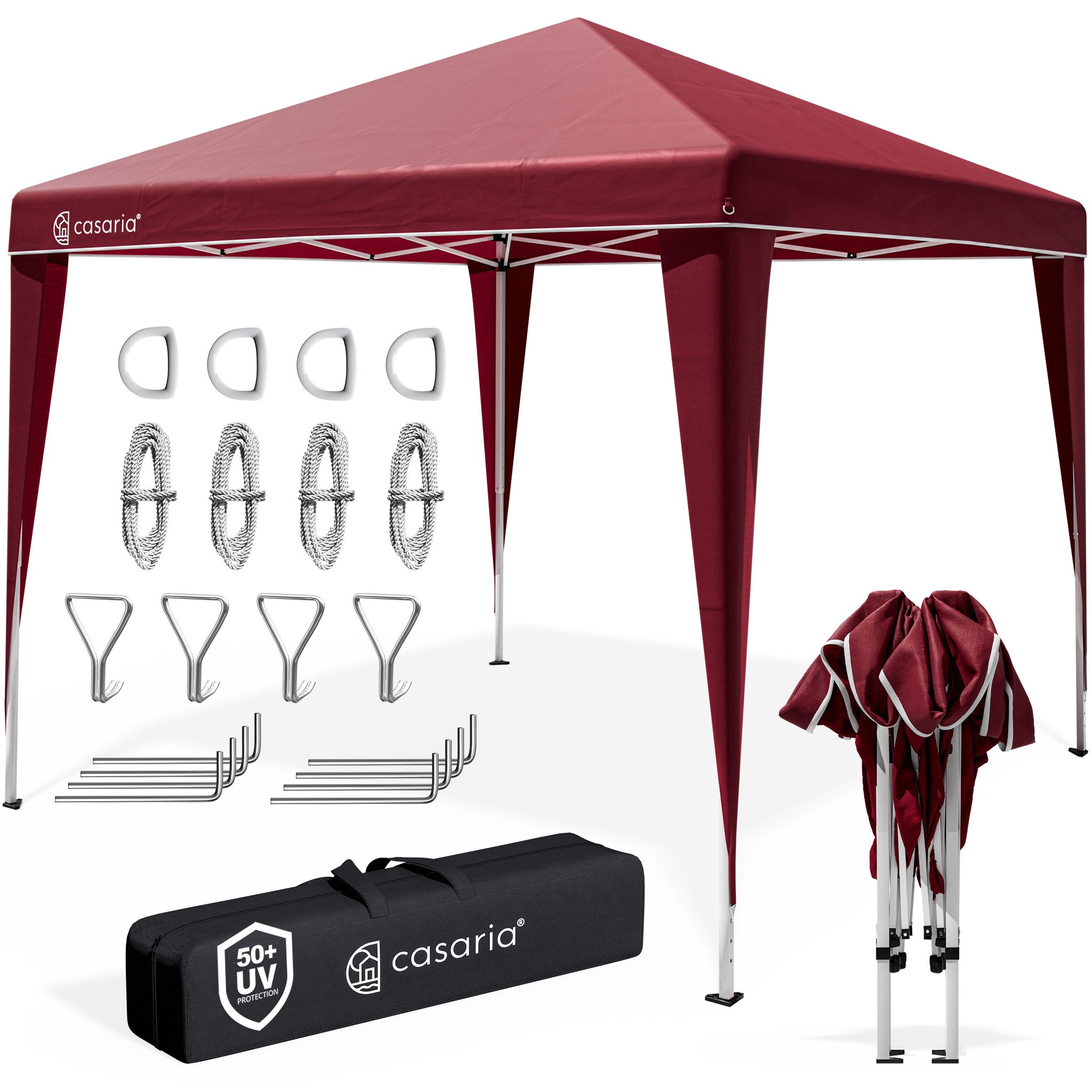 Casaria® Pavillon Capri 3x3m Pop-up Uv-schutz 50+ Wasserdicht Winterfest Mit Tasche Faltbar Stabil Camping Garten Faltpavillon Partyzelt Rot