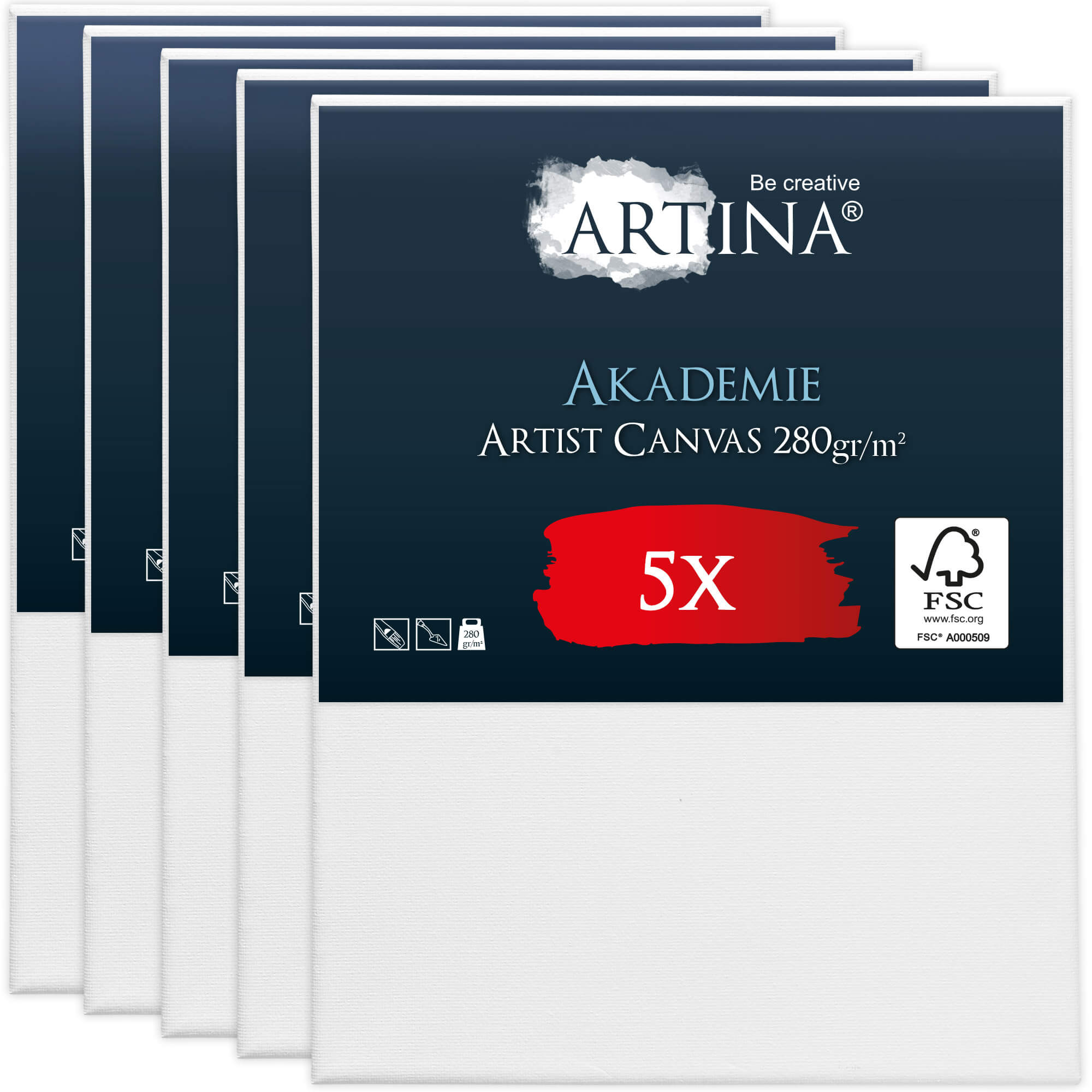 Artina Keilrahmen Leinwand Akademie, 80x100cm, 5er Set