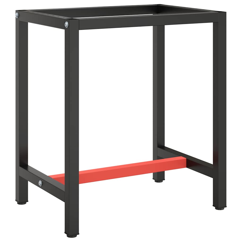 Vidaxl Schwarz Werkbankgestell Matt Und Mattrot 70X50x79 Cm Metall