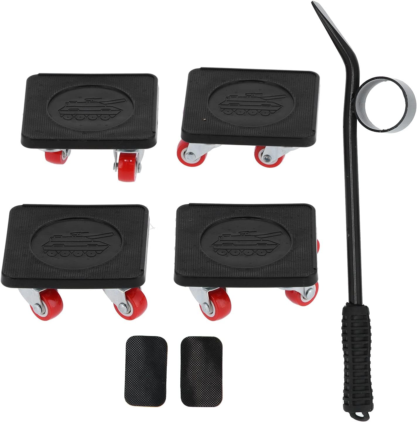 Chariot de déménagement à roulettes en plastique et fer, pour meubles et électroménager, lot de 4 avec tapis et système de levage