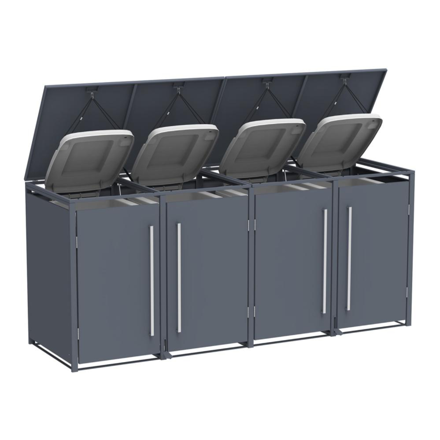 Westmann Dunkelgrau Mülltonnenbox "Pedura 4", Grau (Anthrazit), B:265cm H:116cm T:80cm, Stahl, Aufbewahrungsboxen, Bxtxh: 265X80x116 Cm, Für 4X240 L Mülltonnen - Image 2