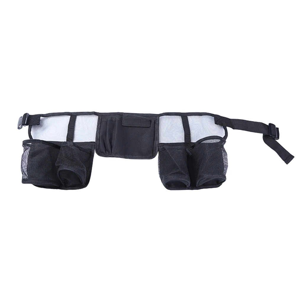 Ceinture porte-outils ajustable en tissu Oxford, poche centrale et 4 poches en filet, noir