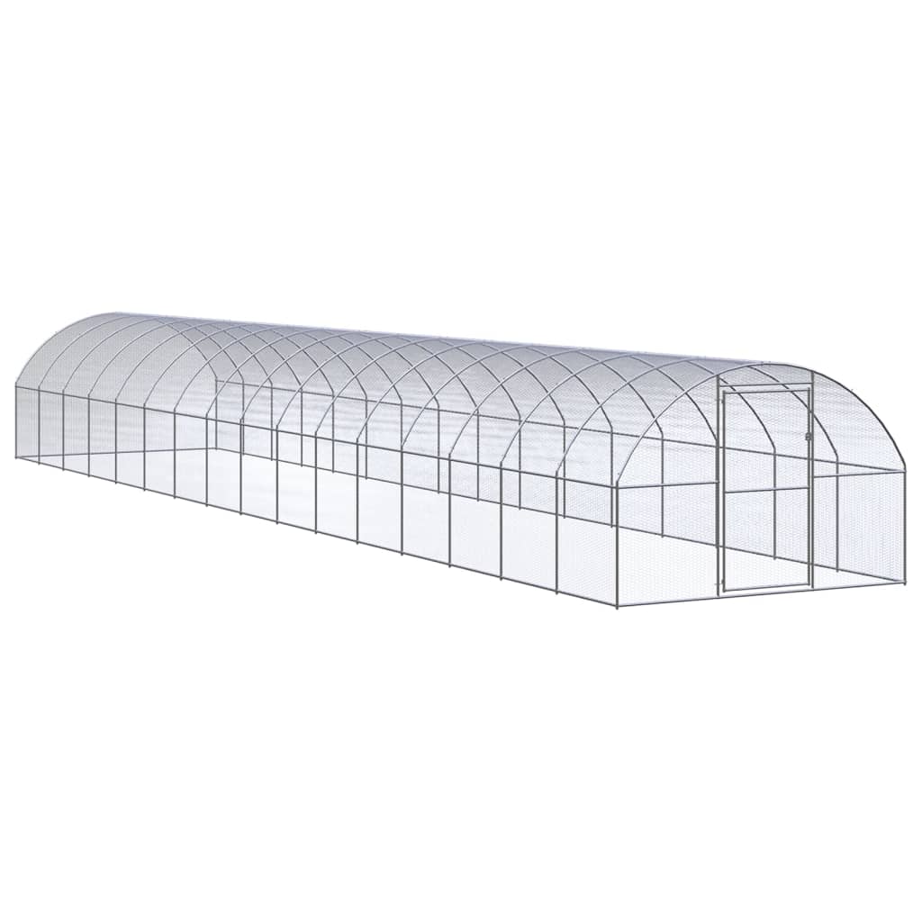 Vidaxl Versilbert Outdoor-Hühnerstall 3X16x2 M Verzinkter Stahl