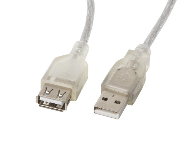 Lanberg Transparent Am-Af Usb 2.0-Verlängerungskabel, 1,8 M, Ferrit,