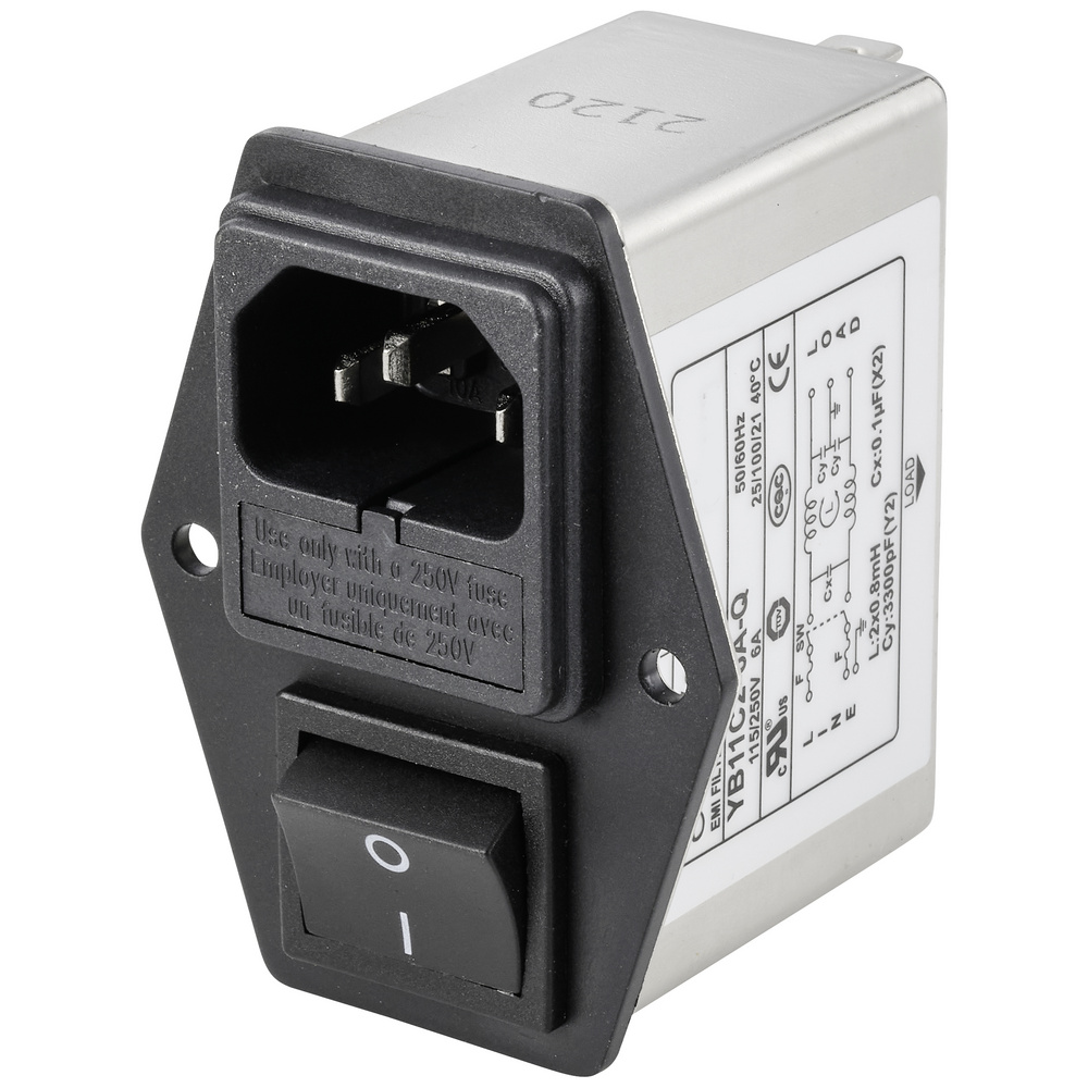 Tru Components - Tc-10101460 Netzfilter Mit Kaltgerätebuchse, Mit Schalter, Mit 2 Sicherungen 250 V/A