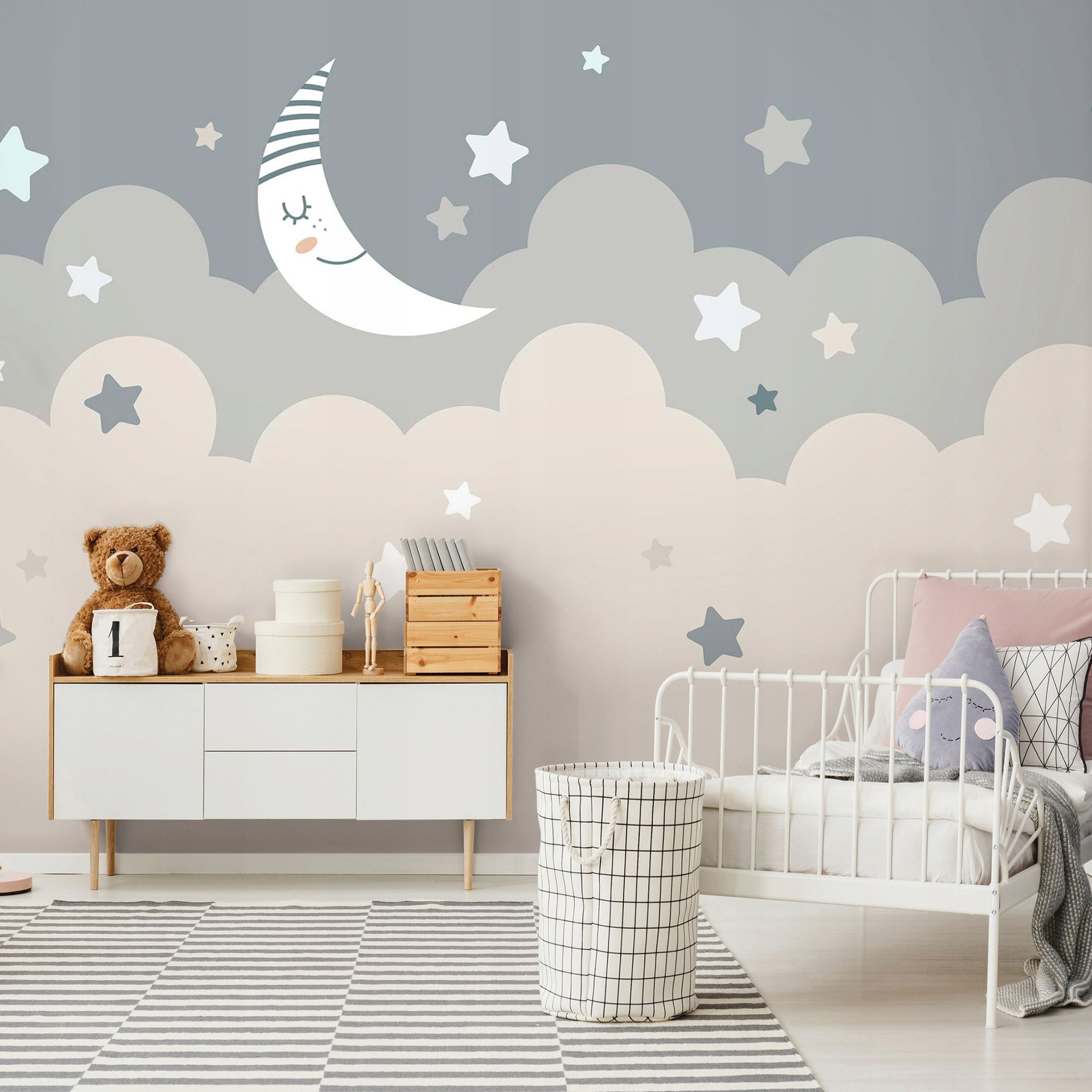 Wallarena Vlies Fototapete Kinderzimmer 300x210 Cm Mond - Fototapeten Tapeten Für Kinder Mädchen & Jungen - Kindertapete - Kinderzimmertapete Himmel Sterne