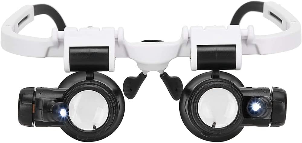 Loupe frontale 8x 15x 23x à bandeau LED, support réglable, 2 niveaux d'éclairage