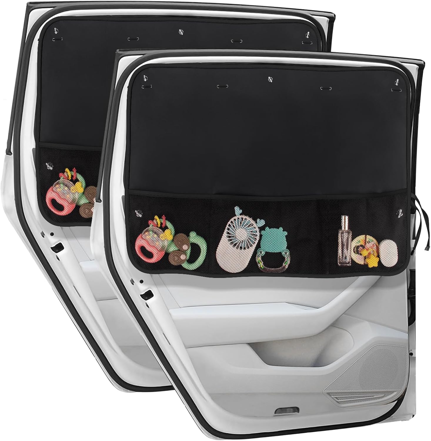 Tigrezy 2-Teiliger Sonnenschutz Für Die Seitenfenster Des Autos, Schützt Die Privatsphäre Des Babys Mit Aufbewahrungsnetztasche, Autovorhang, 7 Saugnäpfen Zur Wärmeisolierung/Uv-Schutz