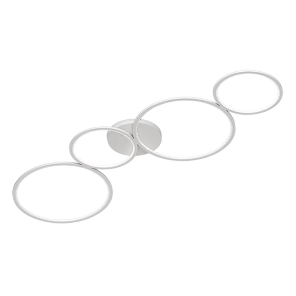 Flache Led Ring Deckenleuchte Rondo Metall In Weiß, Breite 97cm