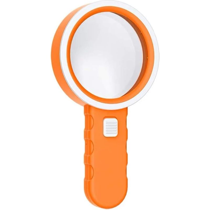 Loupe à main 30x en verre optique avec 12 LED, antidérapante, 2 piles AA