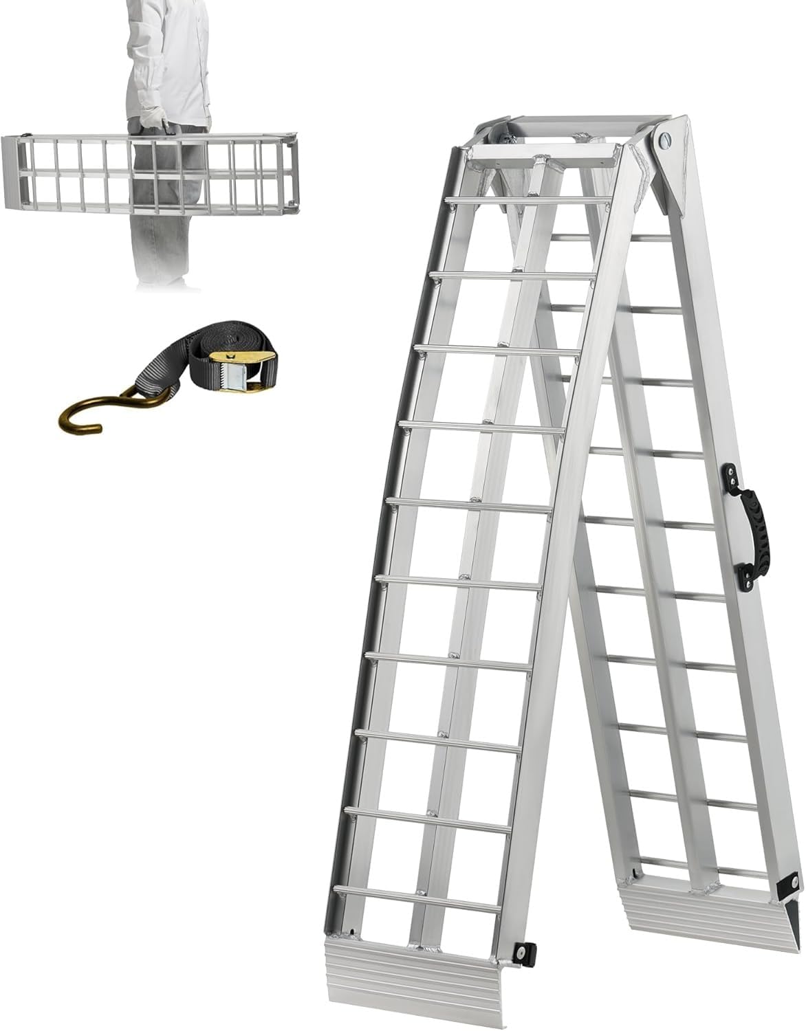 Rampe d'accès pliable en aluminium pour remorque, 226 x 30 x 5 cm, charge 340 kg