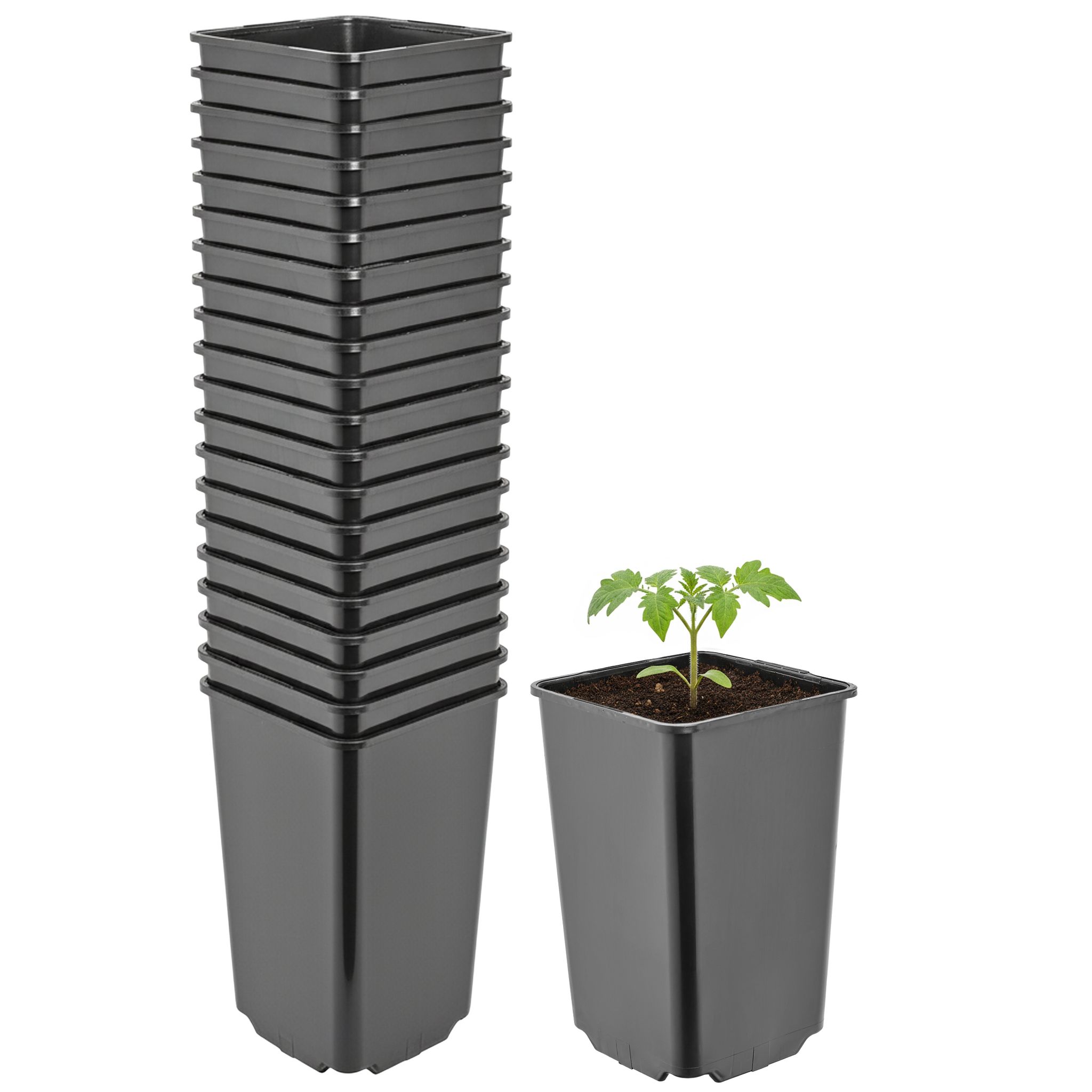 Garronda Pflanztopf Kunststoff Hoch 9 X 9 X 14 Cm (0, 8l) 20er Set Eckig Mit Drainagelöchern Blumentopf Pp Pflanzgefäß Für Garten Gewächshaus