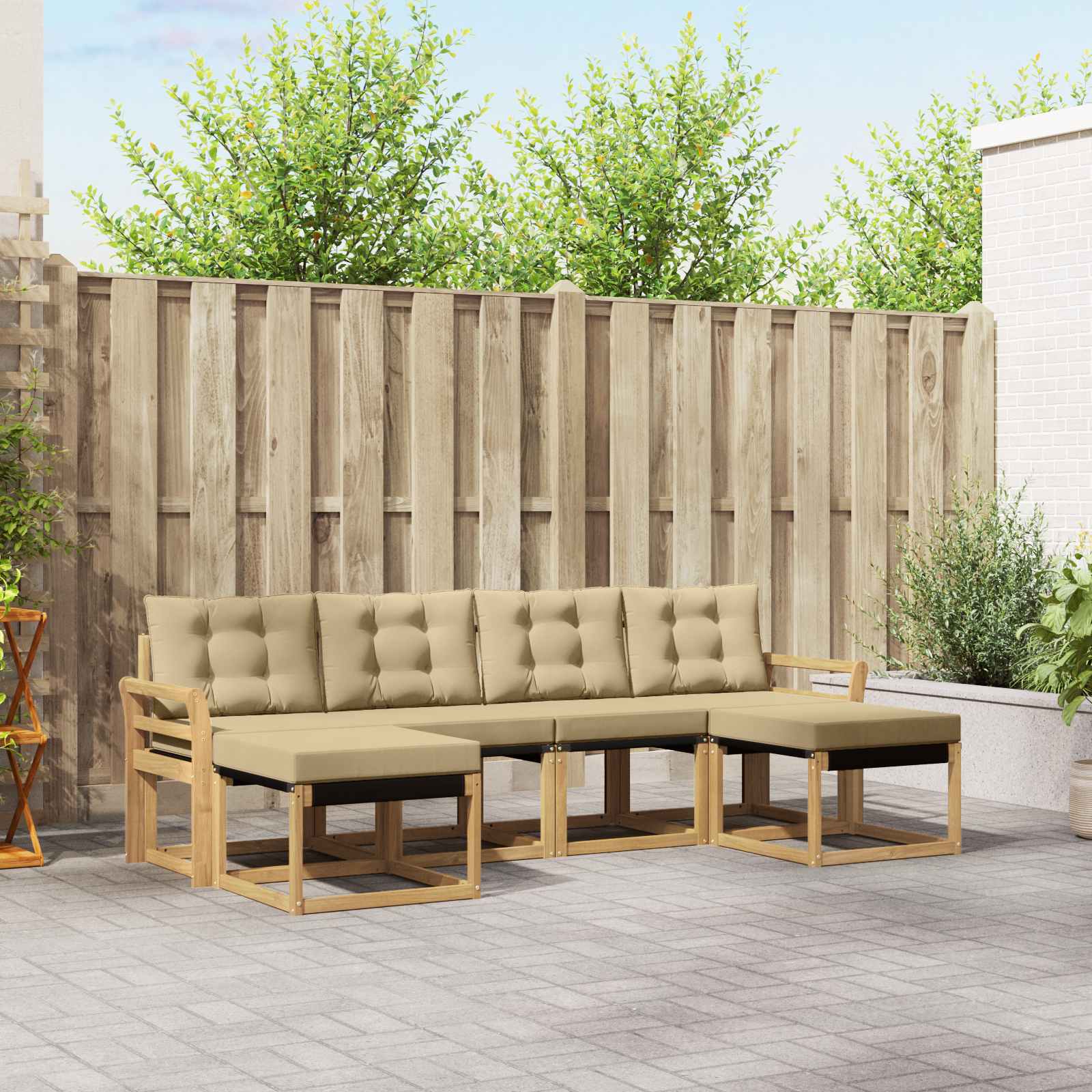 Vidaxl Set Di Divani Da Esterno 6 Pz Bianco E Beige