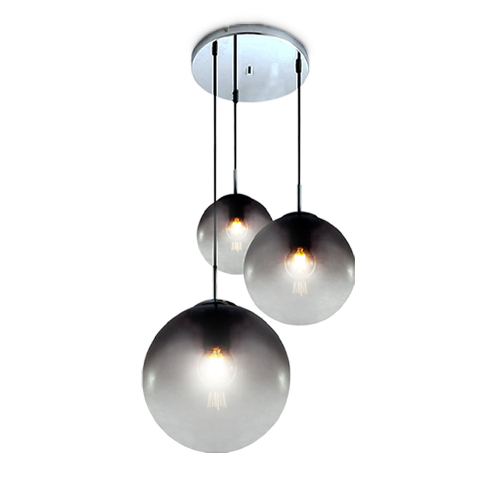 Chrom Decken Pendel Leuchte Wohn Zimmer Beleuchtung Glas Kugel Lampe Rauch Globo 15861-3
