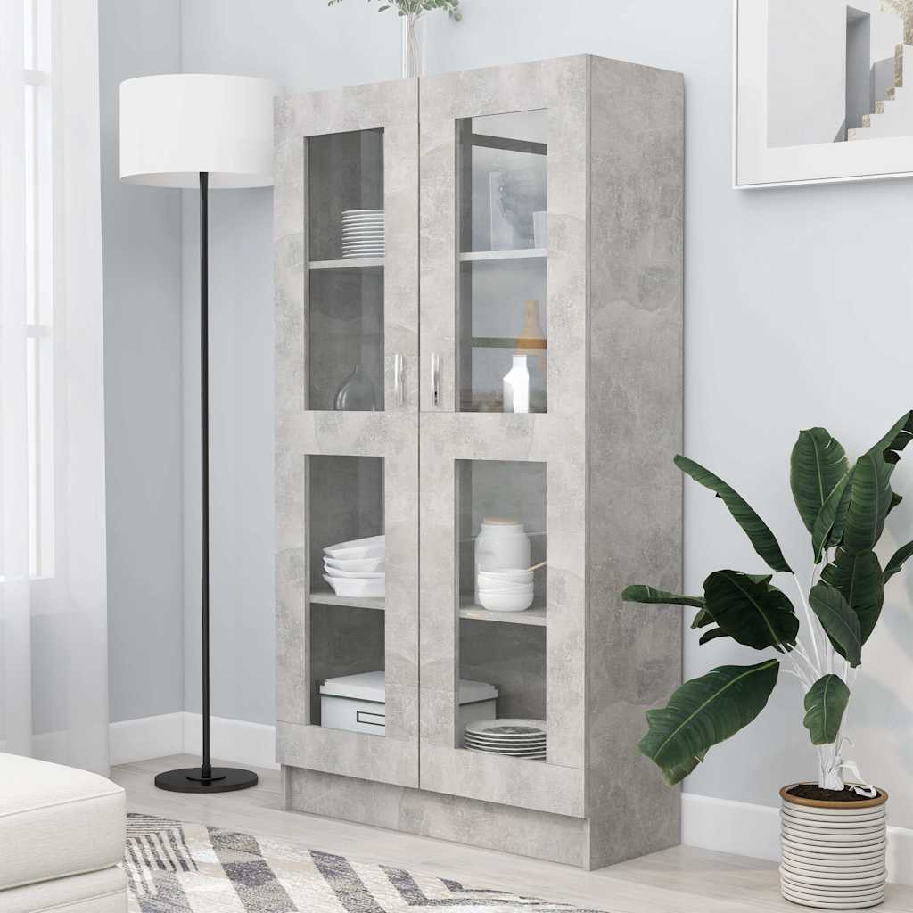 Vidaxl Grau Vitrinenschrank Beton 82,5X30,5X150 Cm Holzwerkstoff