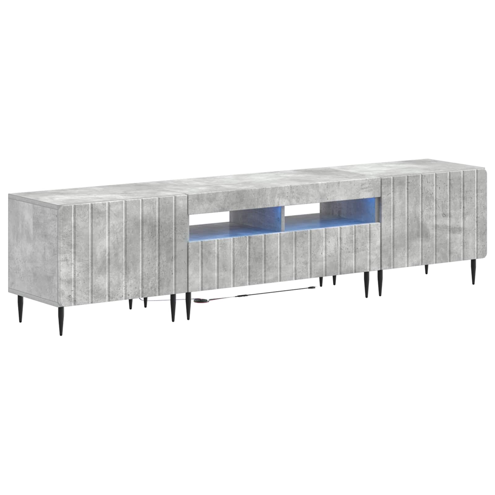 Vidaxl Grau 3-Teiliges Led Tv Regal Zwolle Beton Holzwerkstoff