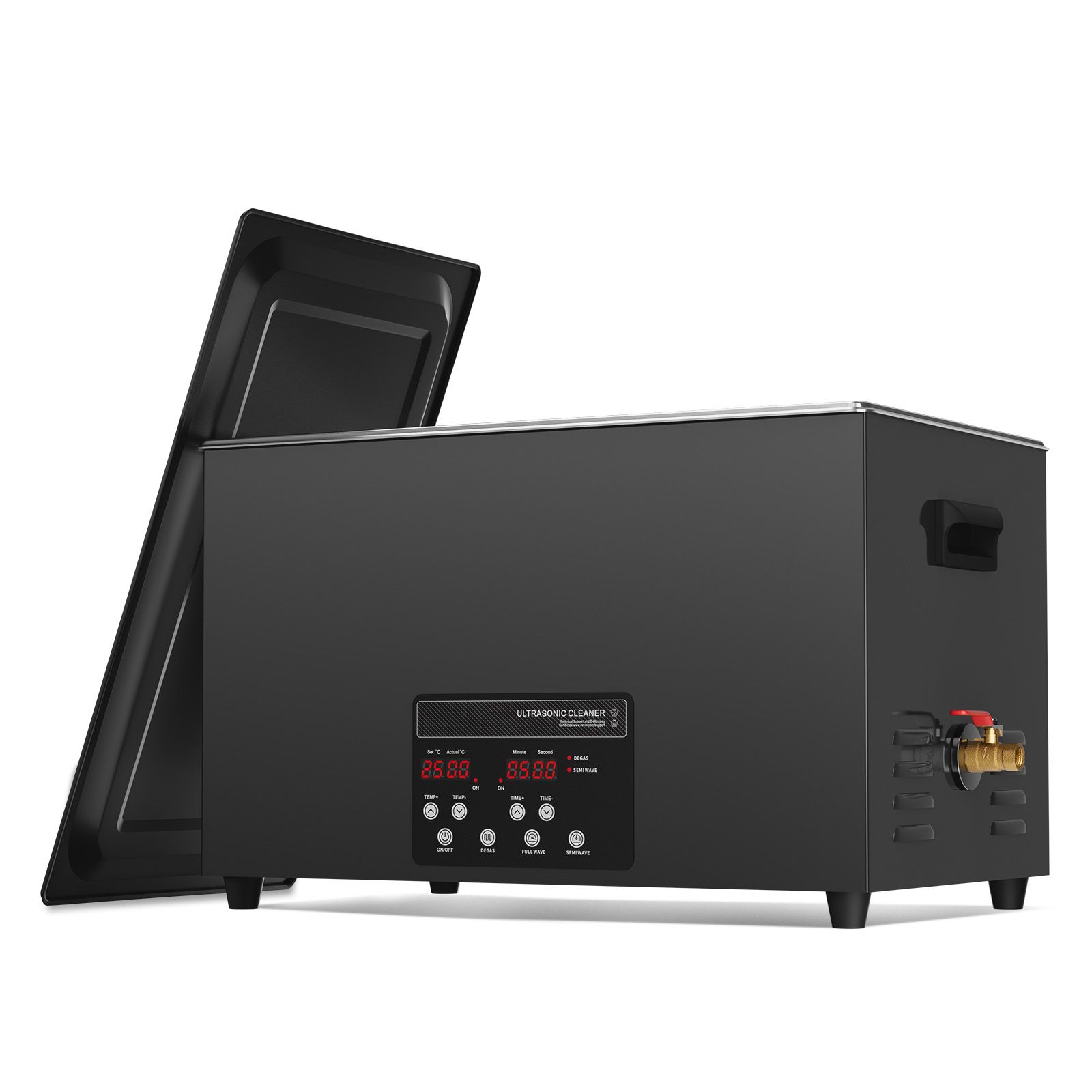 Nettoyeur à ultrasons 30 L, 600 W, 40 kHz, dégazage, minuteur et chauffage 0-80 °C