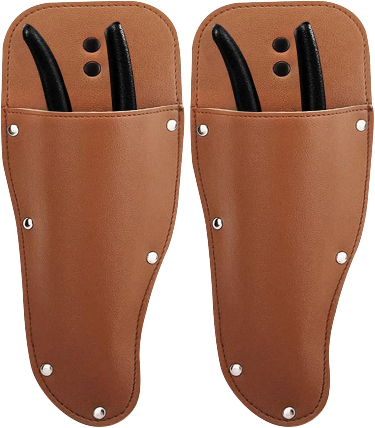 Étui porte-outil ceinture en cuir PU marron, mousqueton et boucle, lot de 2
