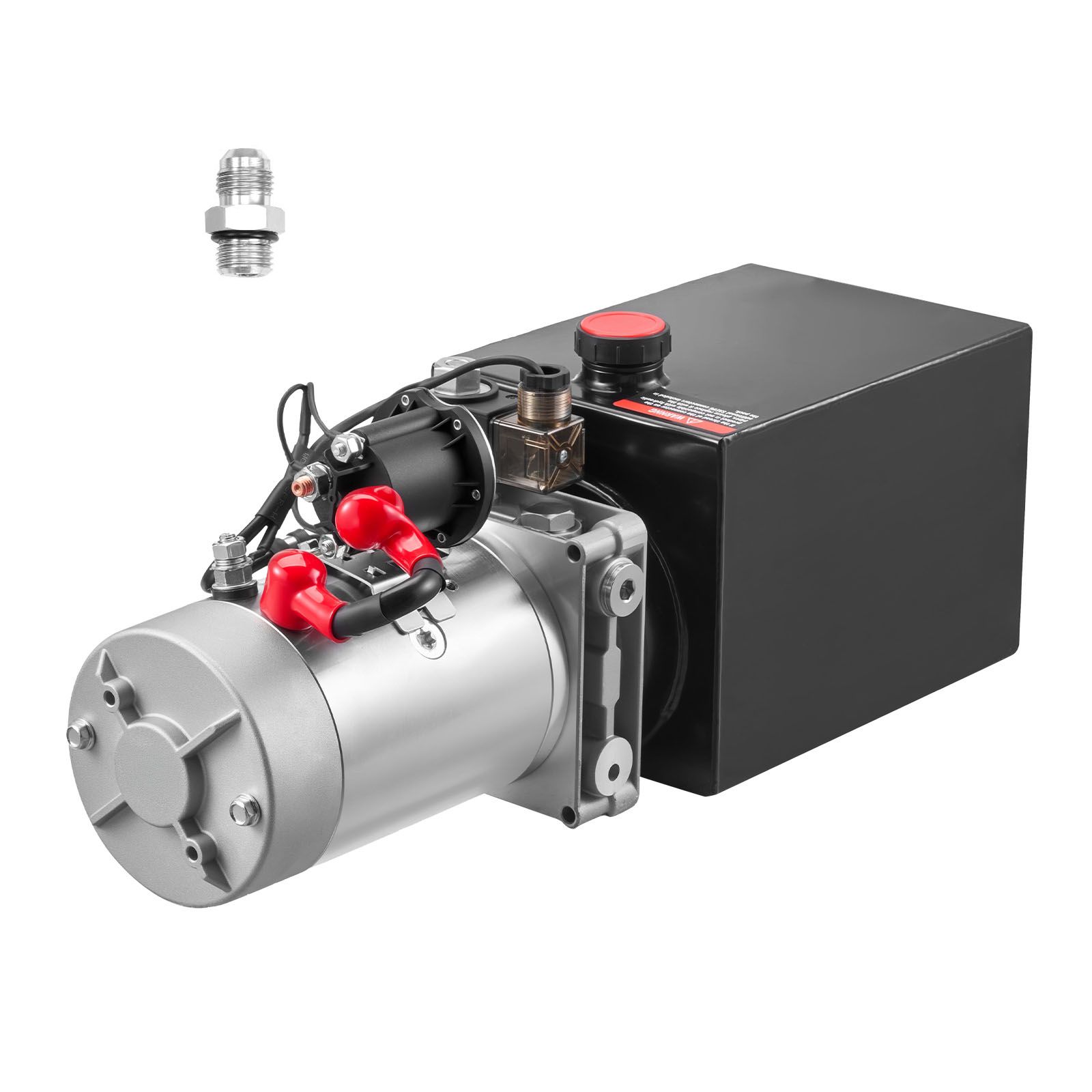 Vérin hydraulique 6 L 12 V pour benne, pompe monobloc simple effet, pression max 22 MPa, débit 3,4 L/min, réservoir métal