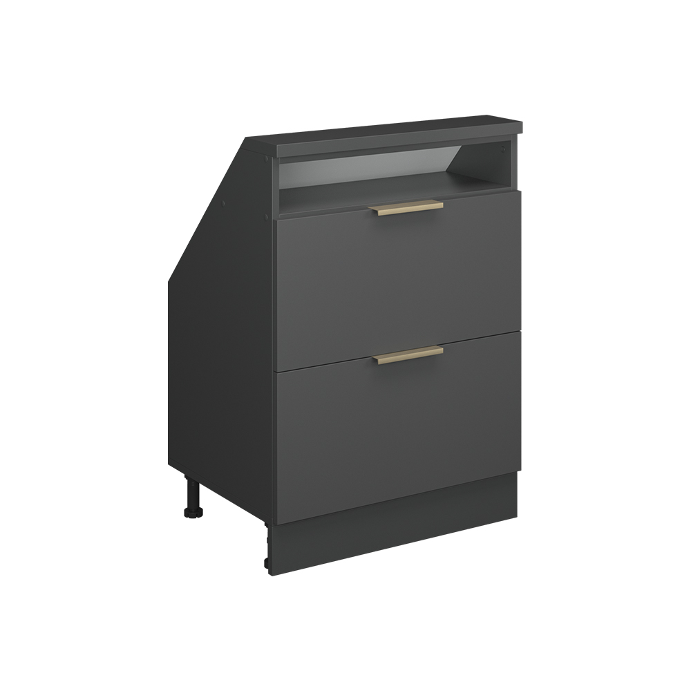 Dachschrägenschrank Rion, Anthrazit-gold, 60 X 81.6 Cm Mit 2 Schubladen, Vicco