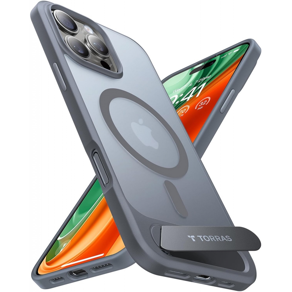 Torras Grau Funda Para Móvil Pstand Tpu Mit Magnetständer Für Iphone 16 Plus - Bild 4
