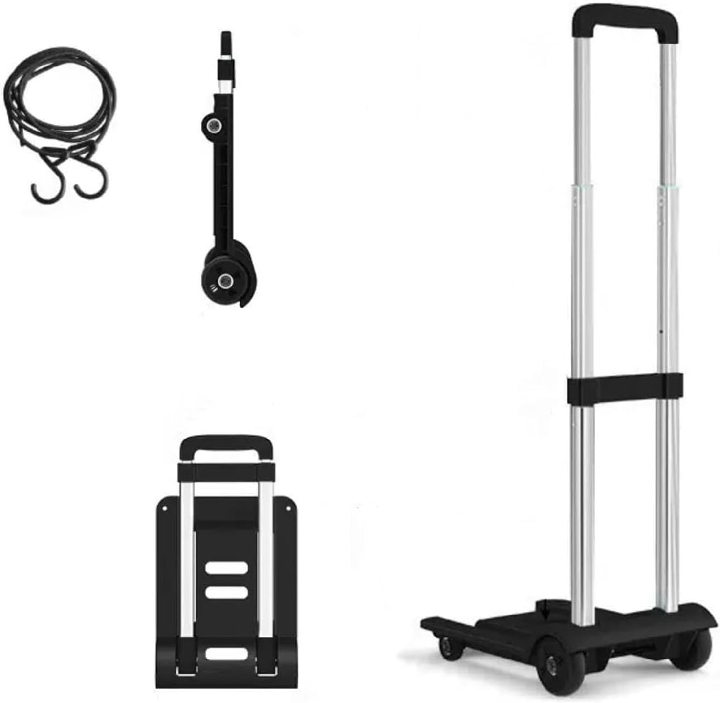Chariot portatif pliable pour courses, bagages et déménagement, noir, 32 x 23 x 87,5 cm