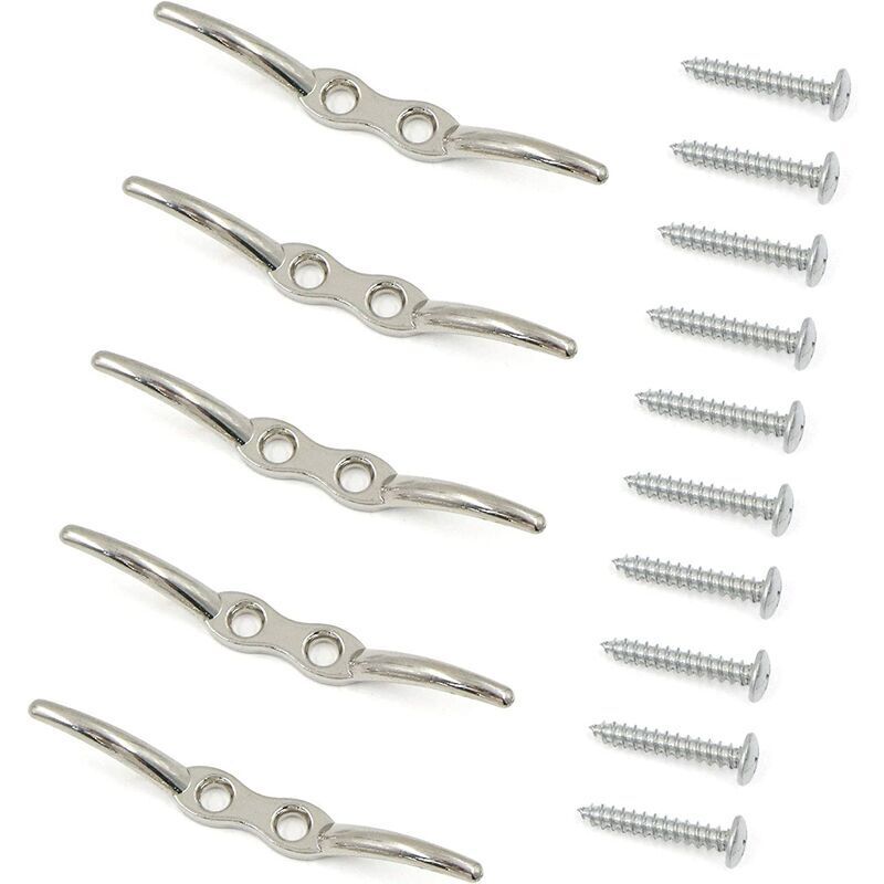 Crochet de mât aveugle en acier inoxydable, 110 mm, fixation par vis, lot de 5