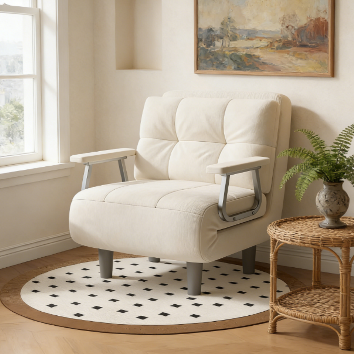 Fabulcozy Fauteuil Convertible 1 Place En Velours Côtelé