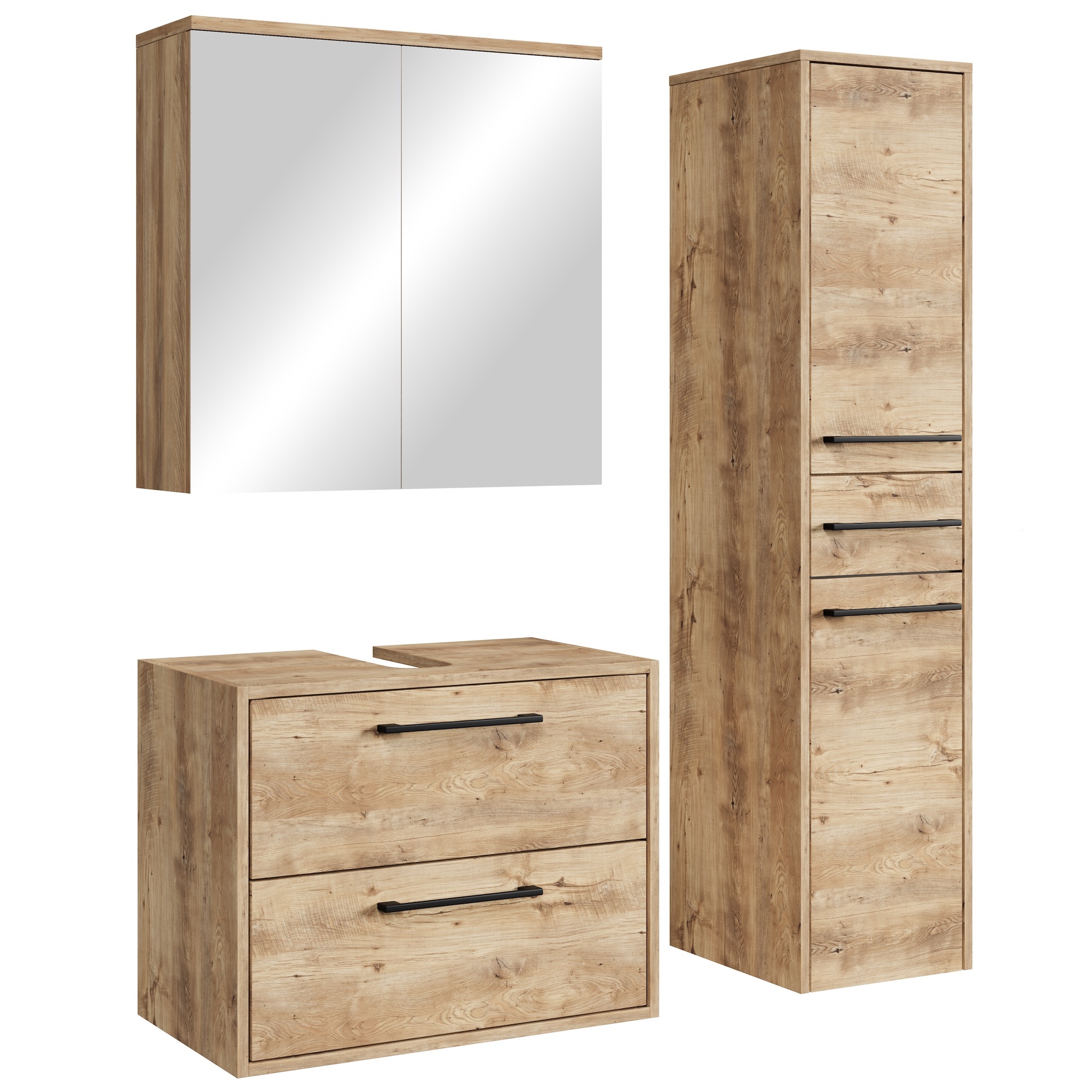 Badplaats Waschbeckenunterschrank Set Florence 60 X 35 Cm – Kastanie Eiche