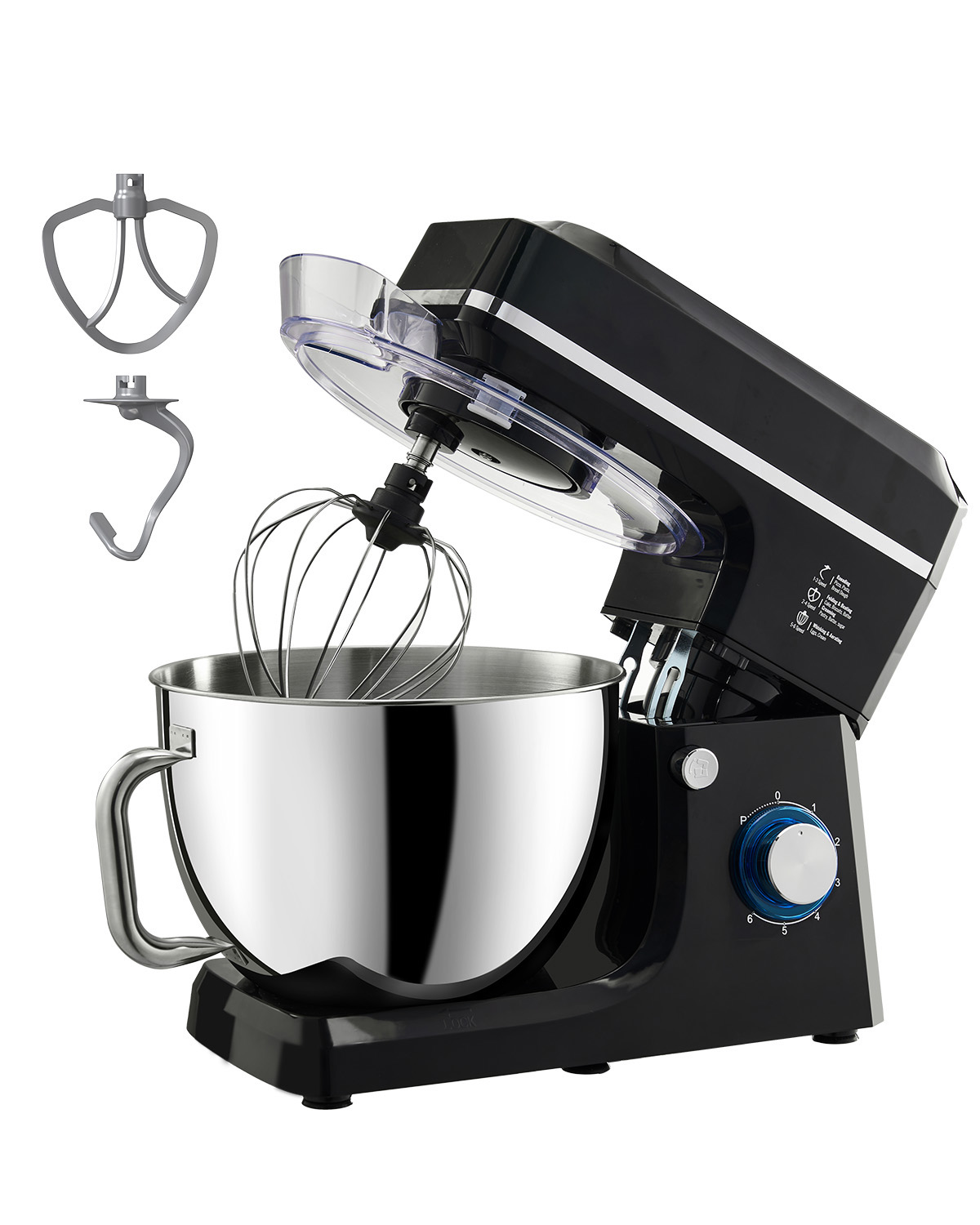 Mophorn Impastatrice Planetaria, Impastatrice Da 8,3 Qt, 1400 W, 6+p Velocità, Impastatrice Con Testa Inclinabile, Ciotola In Acciaio Inox, Gancio Per Impastare, Frusta A Filo, Frusta Piatta