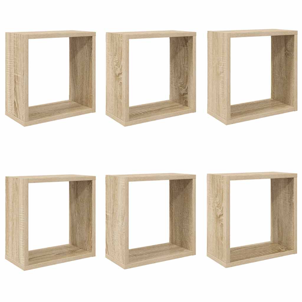 Wall Cube Shelves 6 Pcs Sonoma Oak 30x15x30 Cm Vidaxl