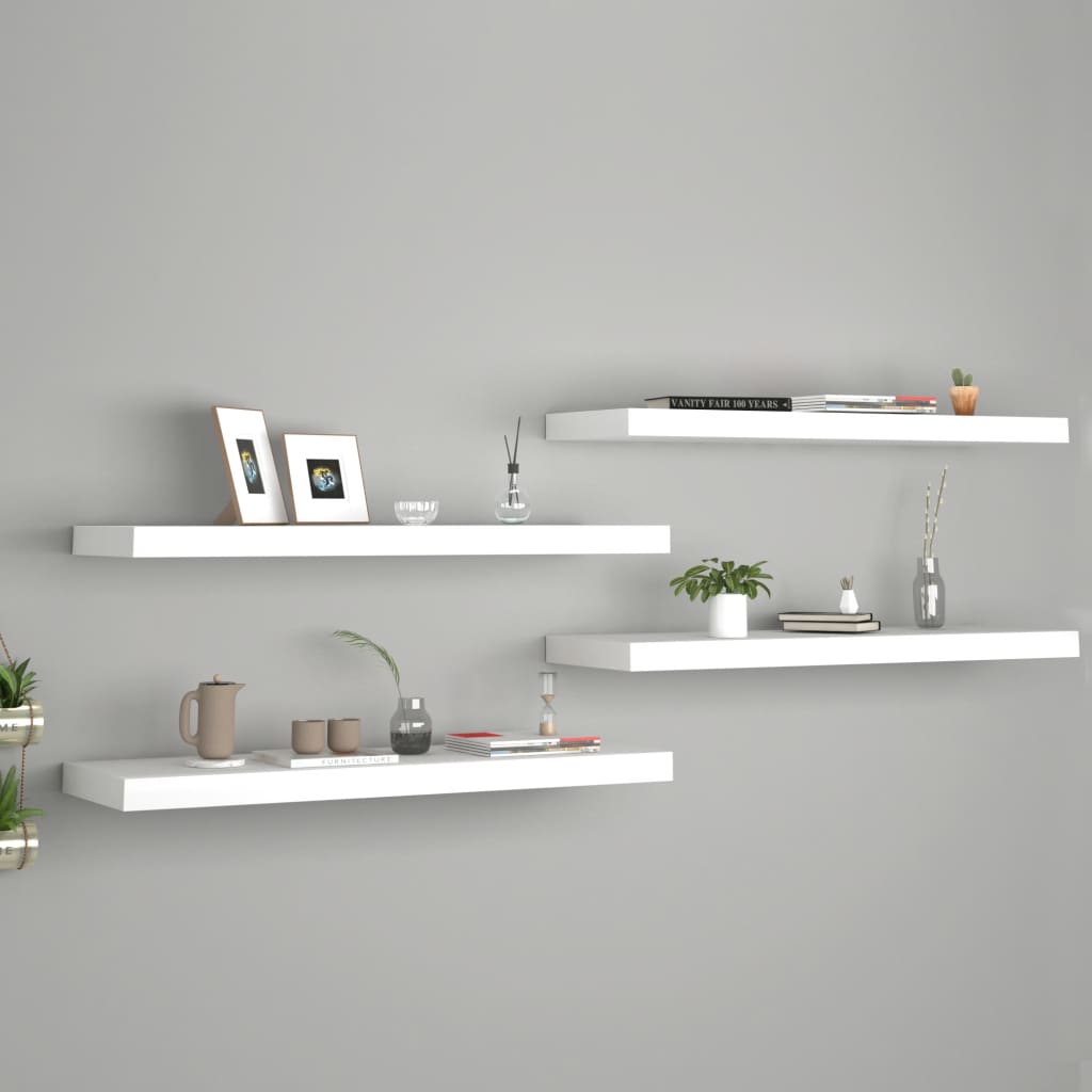 Vidaxl Weiß Floating Wall Shelves 4 Pcs White 80X23,5X3,8 Cm Mdf