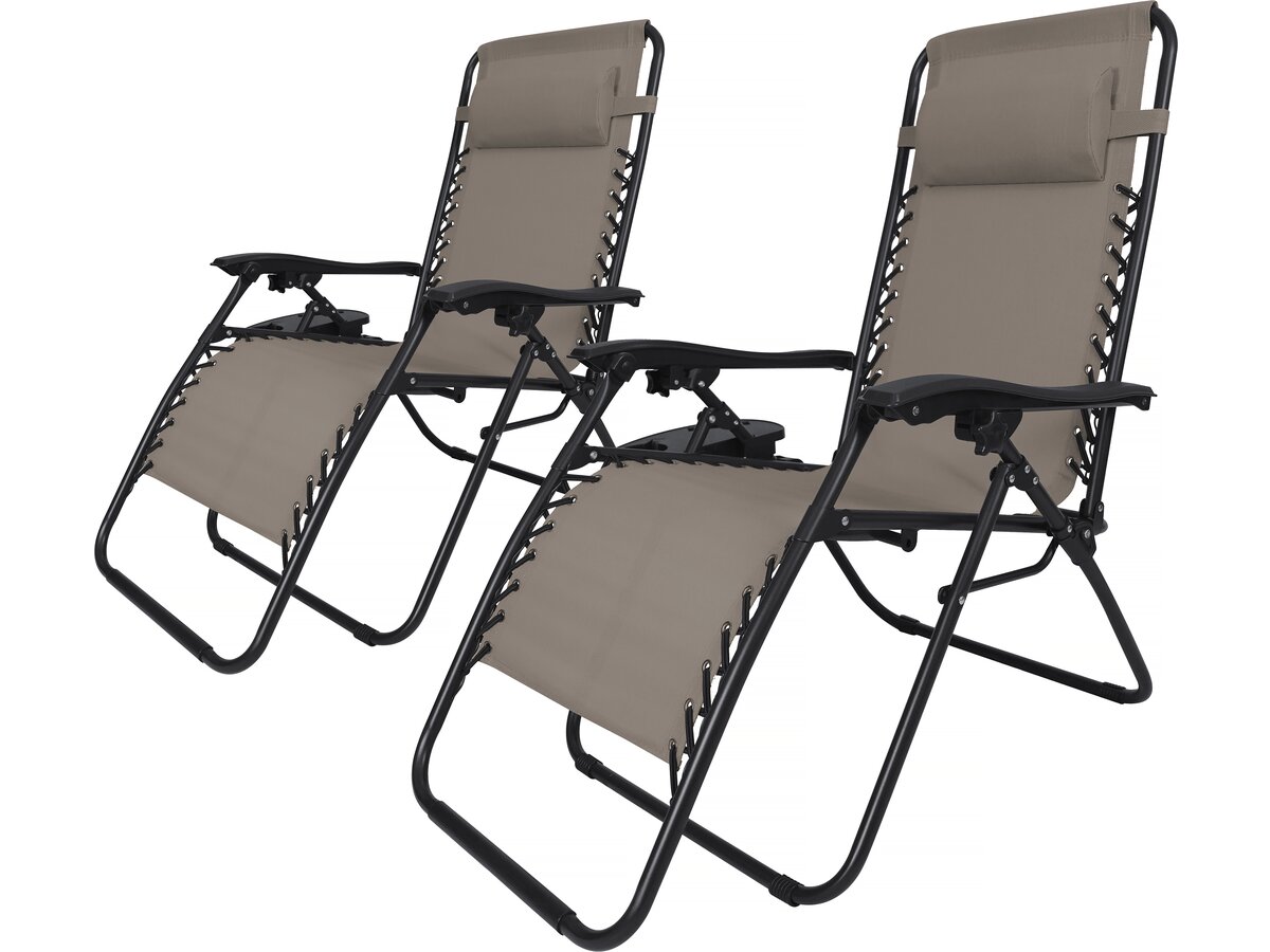 Habitat Et Jardin – Lot De 2 Fauteuils De Jardin Inclinables Zéro Gravité – Dimensions 160 X 64 X 109 Cm – Structure En Métal – Textilène Résistant Aux Intempéries