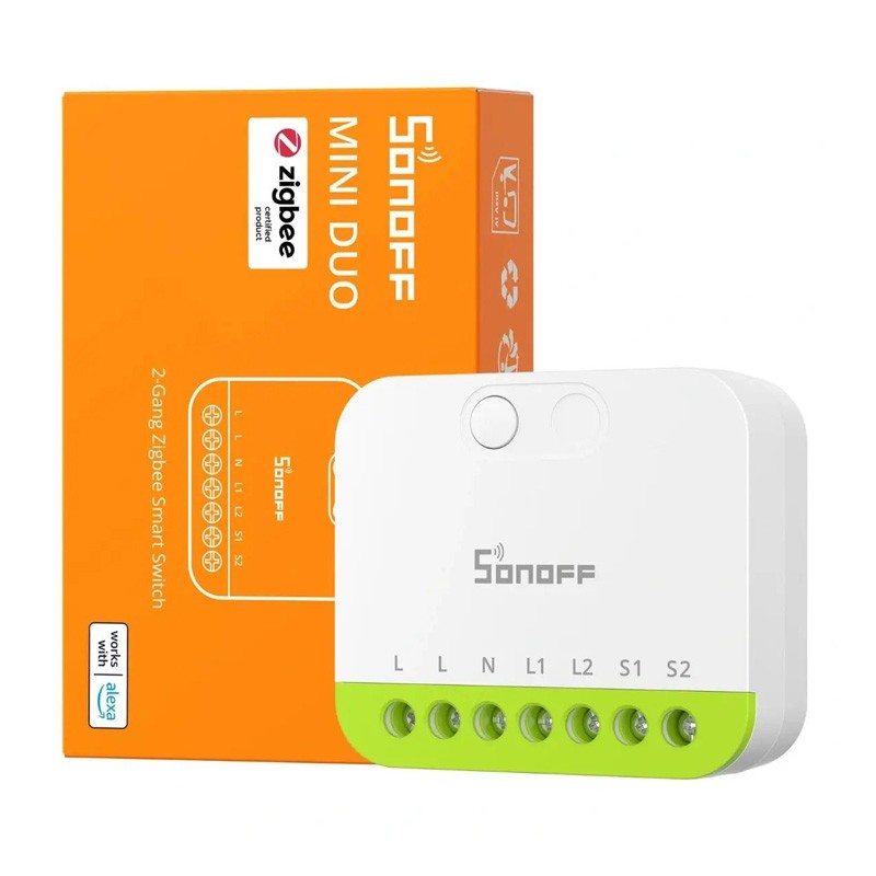 SONOFF MINI-ZB2GS MINI DUO 2-Gang Zigbee Smart Switch Dual Load Control Zigbee 3.0 Compatibility Signal With Multiple Zigbee Hub