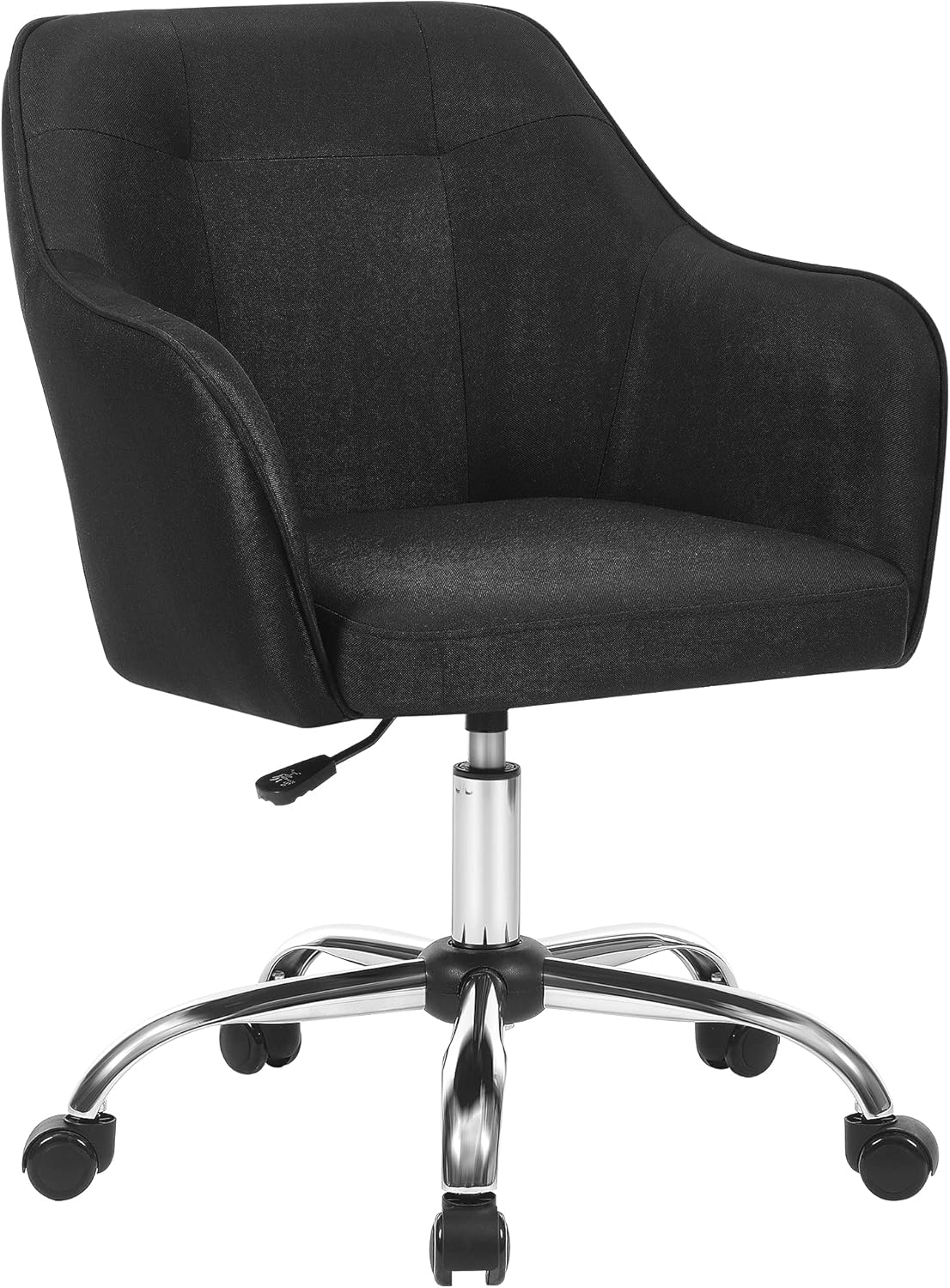 Songmics - Fauteuil De Bureau, Chaise Pivotante Confortable, Siège Ergonomique, Réglable En Hauteur, Charge 120 Kg, Cadre En Acier, Tissu Imitation Lin, Pour Bureau, Noir Obg019b01