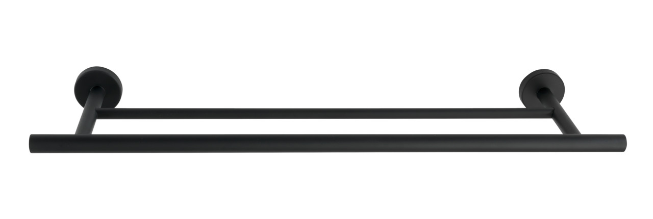Badetuchstange Duo Bosio Edelstahl Black Matt, Rostfrei, Schwarz, Edelstahl Rostfrei Matt - Schwarz - Wenko