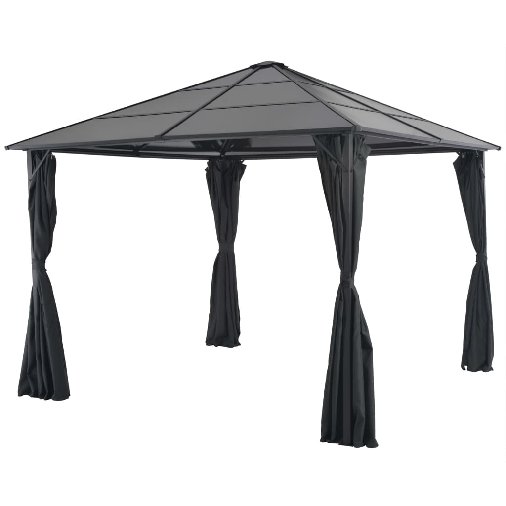 Vidaxl - Tonnelle Avec Rideau Aluminium 3x3 M Noir