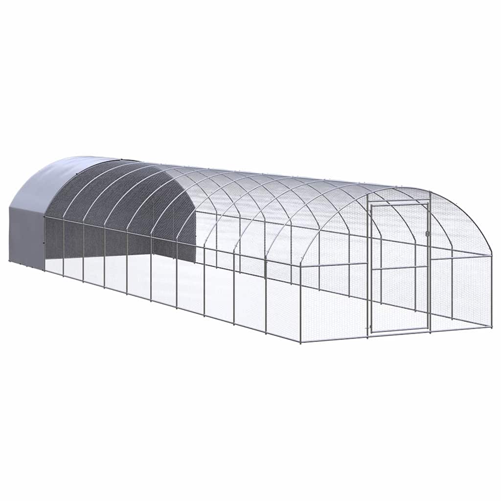 Vidaxl Grau Outdoor-Hühnerstall 3X12x2 M Verzinkter Stahl