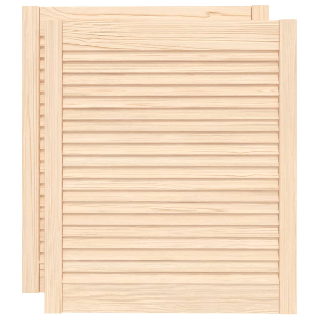 Cabinet Doors Louvred Design 2 Pcs 69x59.4 Cm Solid Wood Pine Vidaxl
