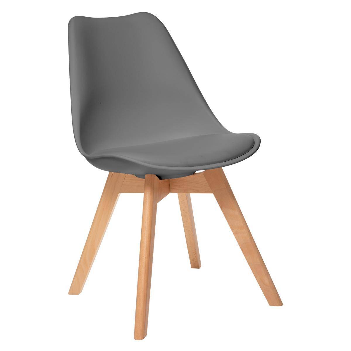 Atmosphera - Chaise 'baya' Gris Foncé Avec Pieds En Hêtre - Design
