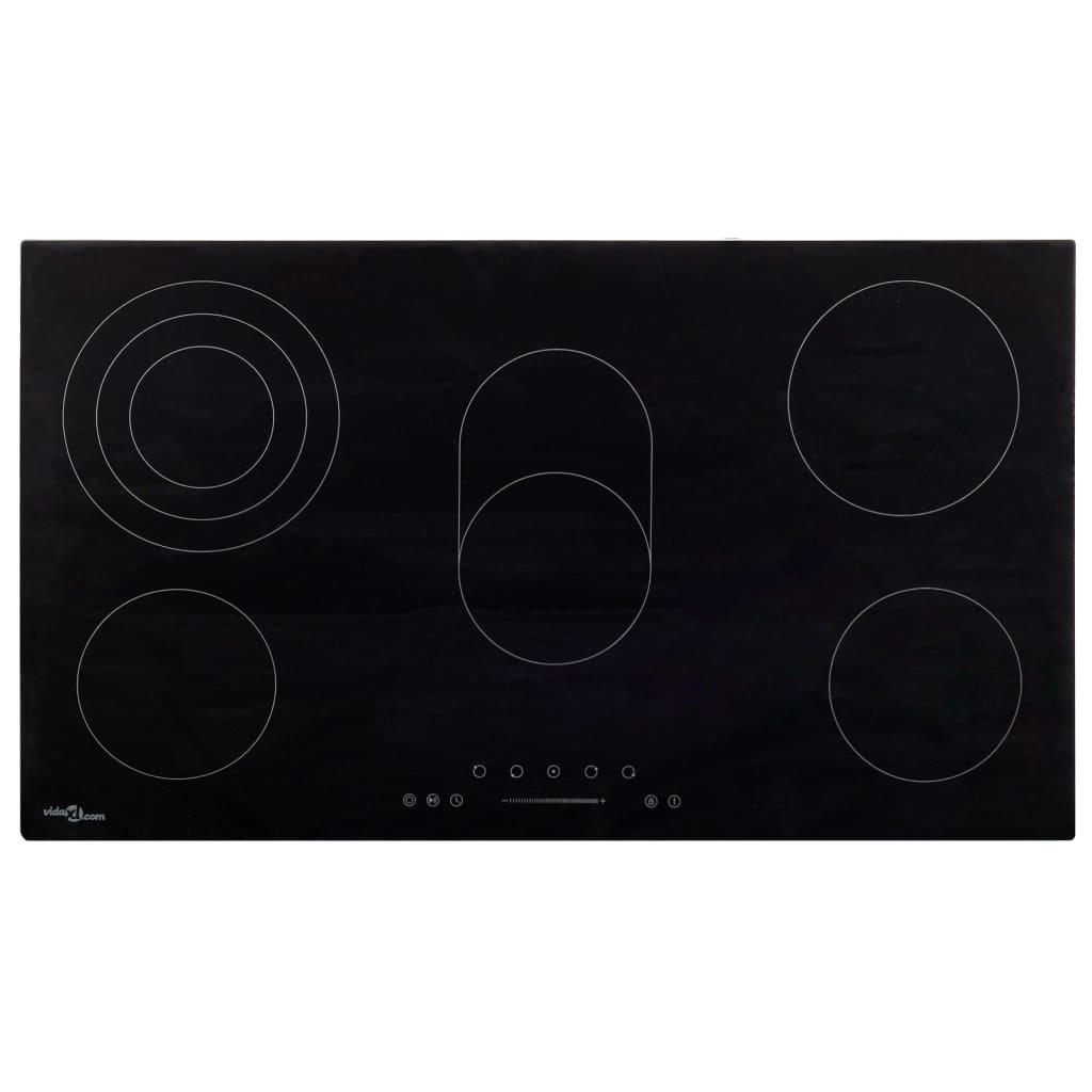 Vidaxl Schwarz Glaskeramik-Kochfeld Mit 5 Platten Touch Control 77 Cm 8500 W