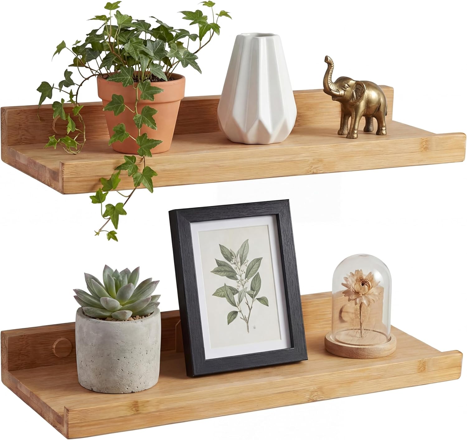 Lot De 2 Étagères Murales En Bois De Chêne - 40 Cm Étagère Flottante - Pour Cuisine, Bureau, Salle De Bain, Chambre Et Salon