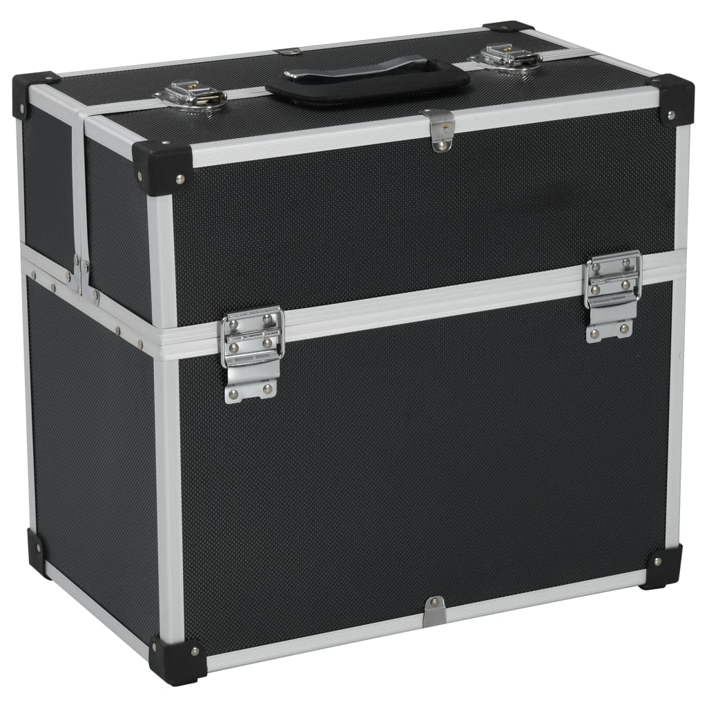 Mallette à outils aluminium ABS et bois, 6 plateaux extensibles, 38 x 22,5 x 34 cm, lot de 2 clés